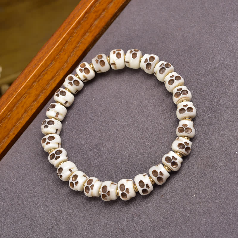 Buddha Stones Tibetan Bone Beads Lord of the Corpse Forest Skull Pattern for Protection and Courage Bracelet - image 5