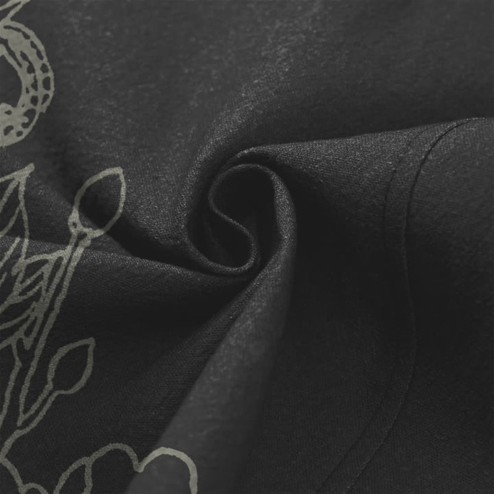 Buddha Stones Cotton Peacock Peony Line Art Pattern Open Front Men's Kimono - image 5