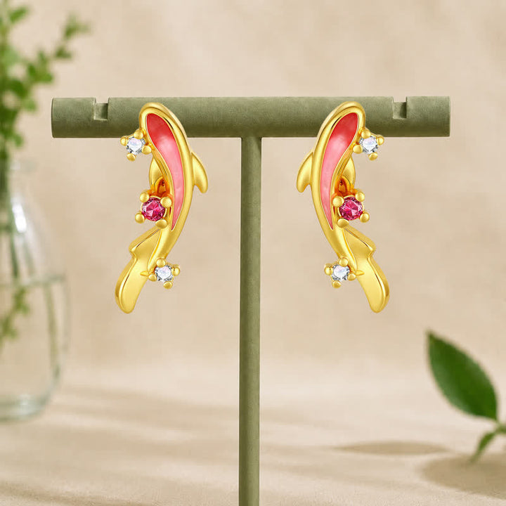 Buddha Stones Copper Koi Fish Success 925 Sterling Silver Post Earrings - Koi Fish - 925 Sterling Silver Posts - image 0