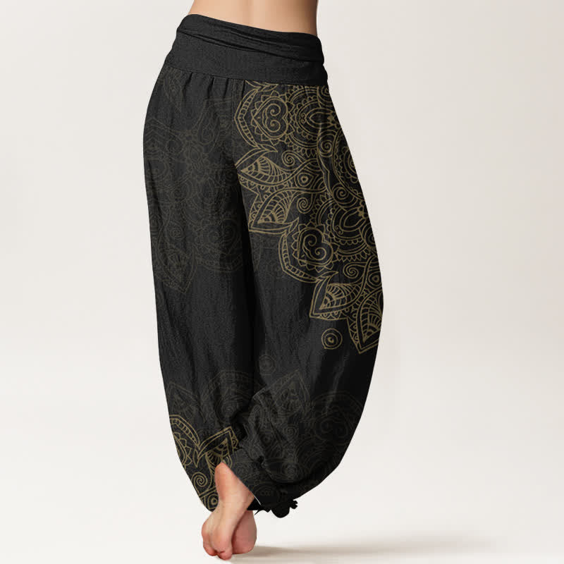 Buddha Stones Cotton Vintage Mandala Vine Pattern Women's Elastic Waist Harem Pants - image 2