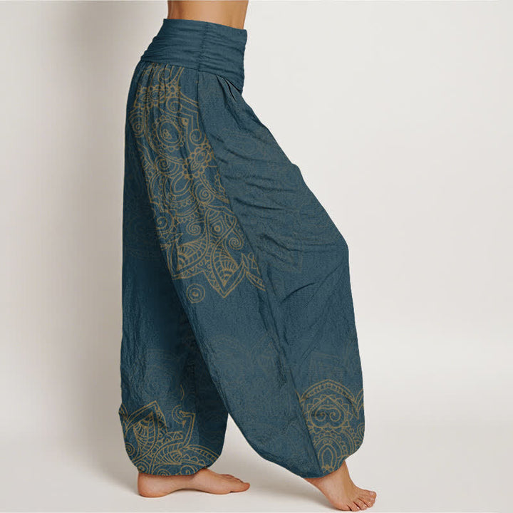 Buddha Stones Cotton Vintage Mandala Vine Pattern Women's Elastic Waist Harem Pants - image 6