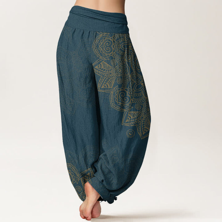 Buddha Stones Cotton Vintage Mandala Vine Pattern Women's Elastic Waist Harem Pants - image 7
