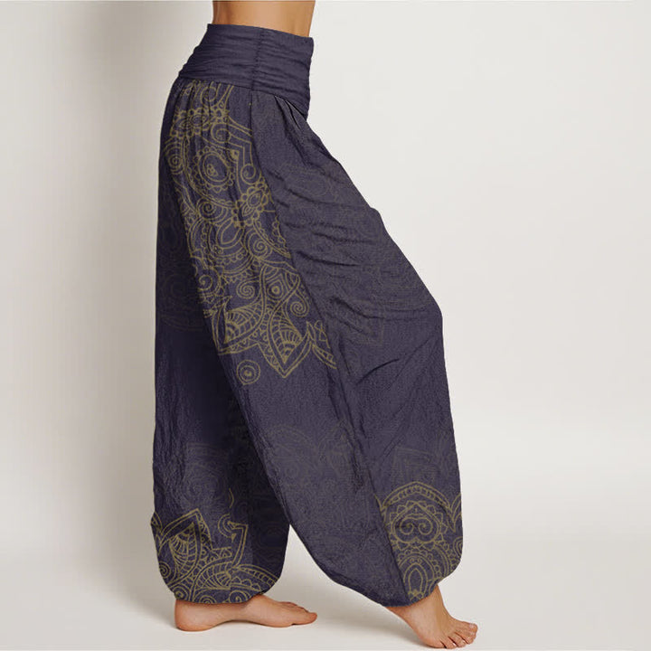 Buddha Stones Cotton Vintage Mandala Vine Pattern Women's Elastic Waist Harem Pants - image 9