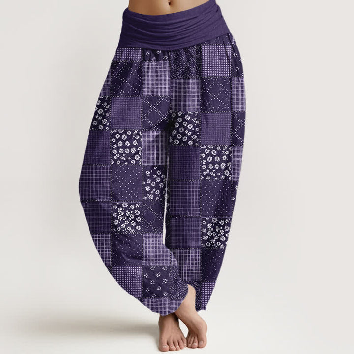 Buddha Stones Cotton Vintage Patchwork Bloom Pattern Women's Elastic Waist Harem Pants - DarkViolet - US16，UK/AU20，EU48 (3XL) - image 5