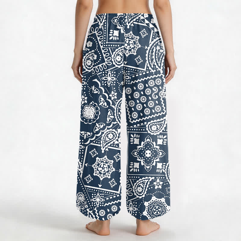Buddha Stones Cotton Bohemian Paisley Bandana Pattern Women's Elastic Waist Harem Pants With Side Pockets - image 9