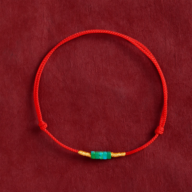 Buddha Stones Ultra-fine Turquoise Square Beads Protection Red Rope Bracelet - image 1
