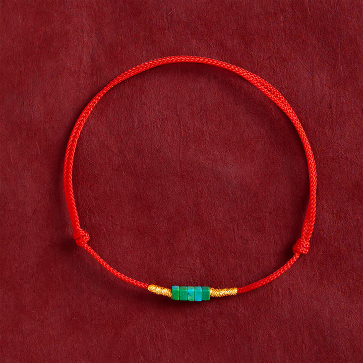 Buddha Stones Ultra-fine Turquoise Square Beads Protection Red Rope Bracelet - image 1