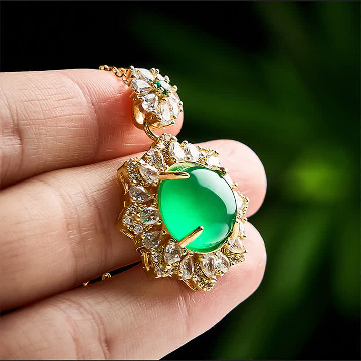 Buddha Stones Round Green Jade Abundance Pendant Necklace - image 3
