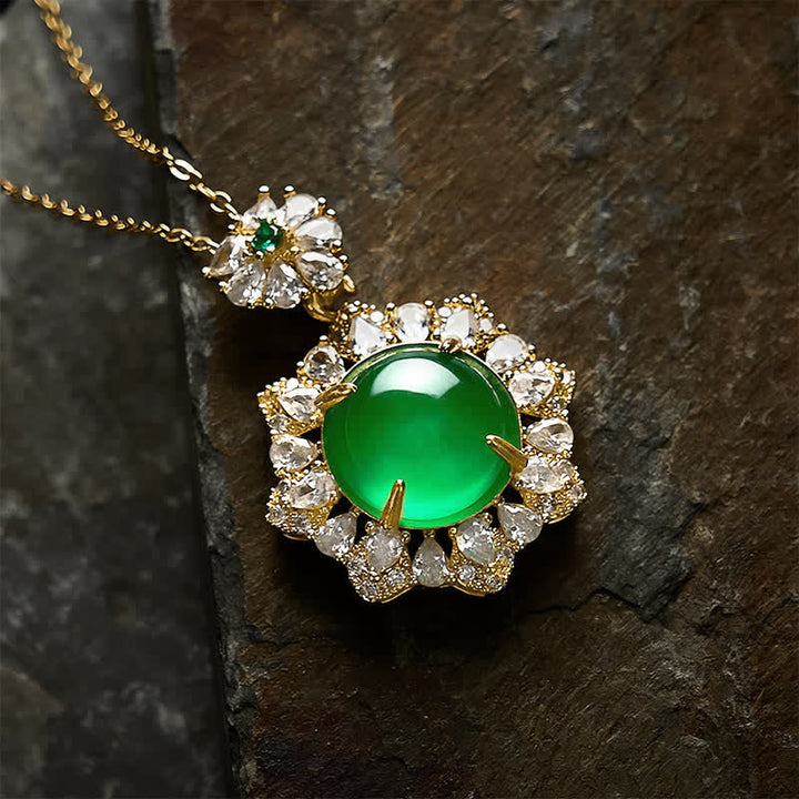 Buddha Stones Round Green Jade Abundance Pendant Necklace - Jade(Luck♥Protection) - image 0