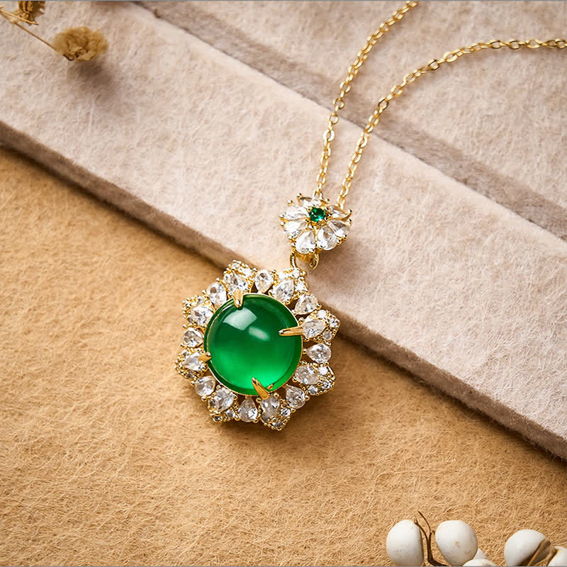 Buddha Stones Round Green Jade Abundance Pendant Necklace - image 2