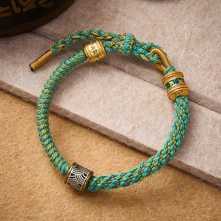 Buddha Stones Hand-Woven Om Mani Padme Hum Five Elements Wuxing Wisdom Tibetan Braided Bracelet - image 23