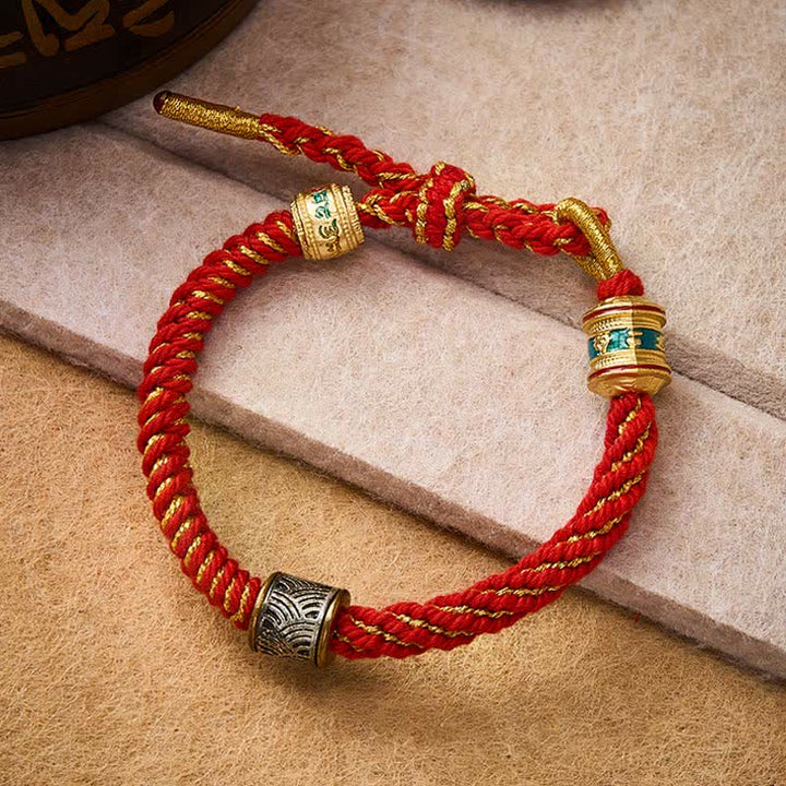 Buddha Stones Hand-Woven Om Mani Padme Hum Five Elements Wuxing Wisdom Tibetan Braided Bracelet - image 16