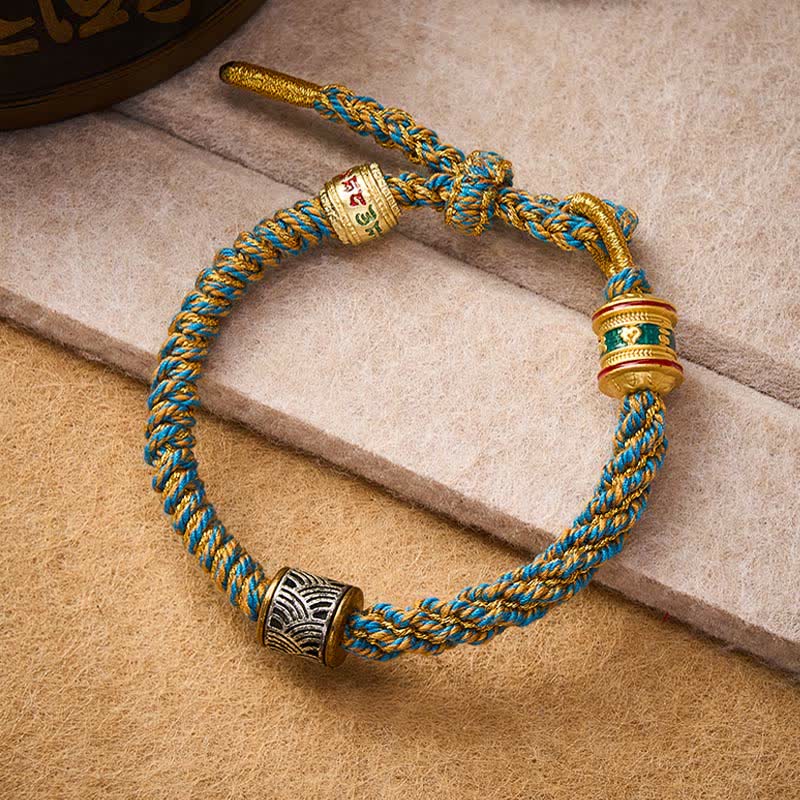 Buddha Stones Hand-Woven Om Mani Padme Hum Five Elements Wuxing Wisdom Tibetan Braided Bracelet - image 31