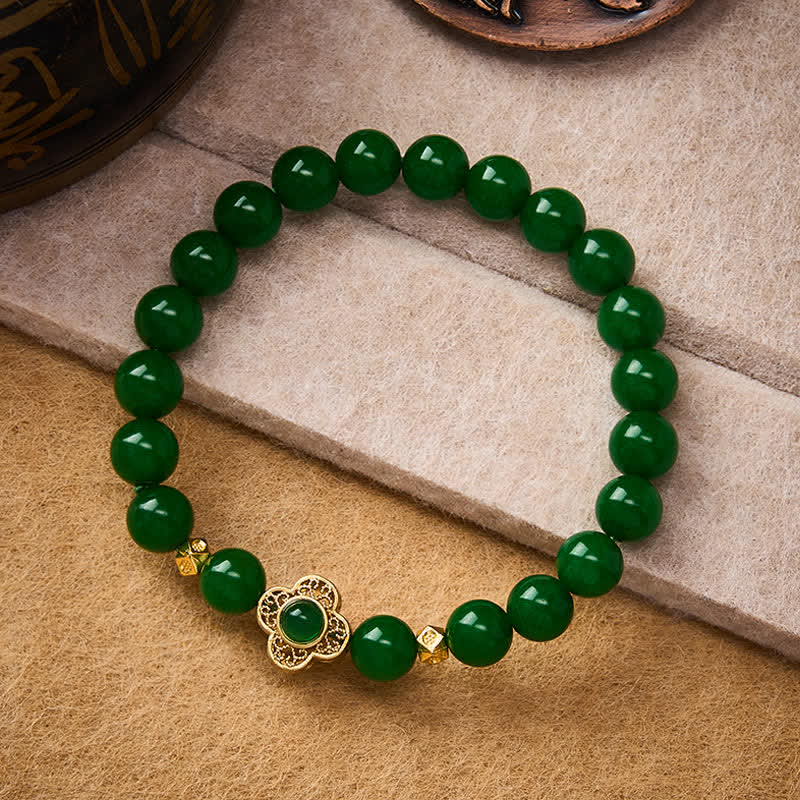 Buddha Stones Natural Quartzite Jade Beads Protection Bracelet - Quartzite Jade(Wrist Circumference: 5.9–6.3 in / 15–16 cm) - image 0