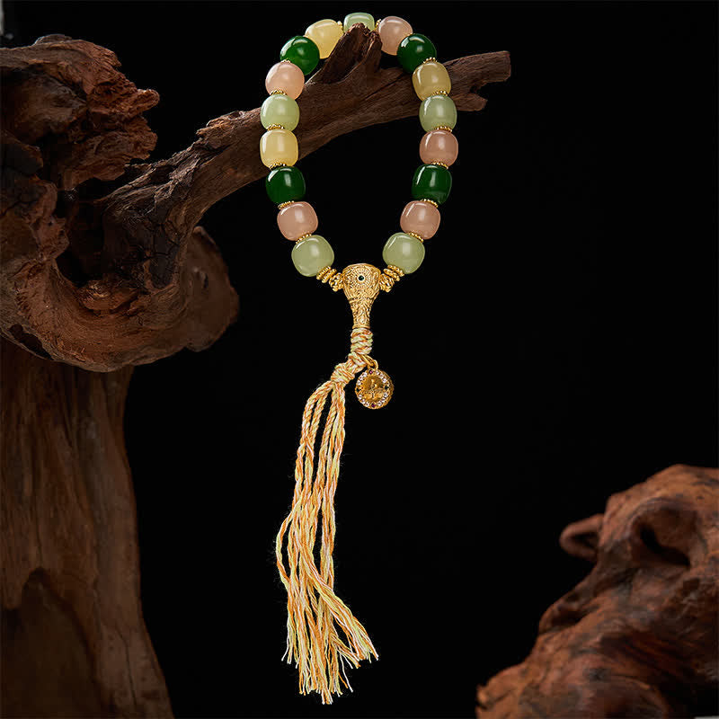 Buddha Stones Cyan Jade Quartzite Jade Harmony Rounded Rectangle Bead Bracelet - image 3