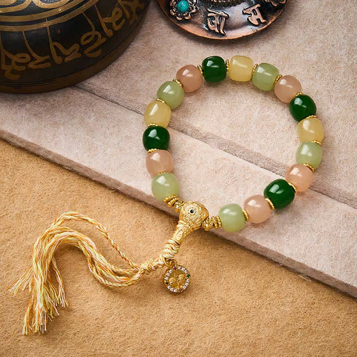 Buddha Stones Cyan Jade Quartzite Jade Harmony Rounded Rectangle Bead Bracelet - image 4
