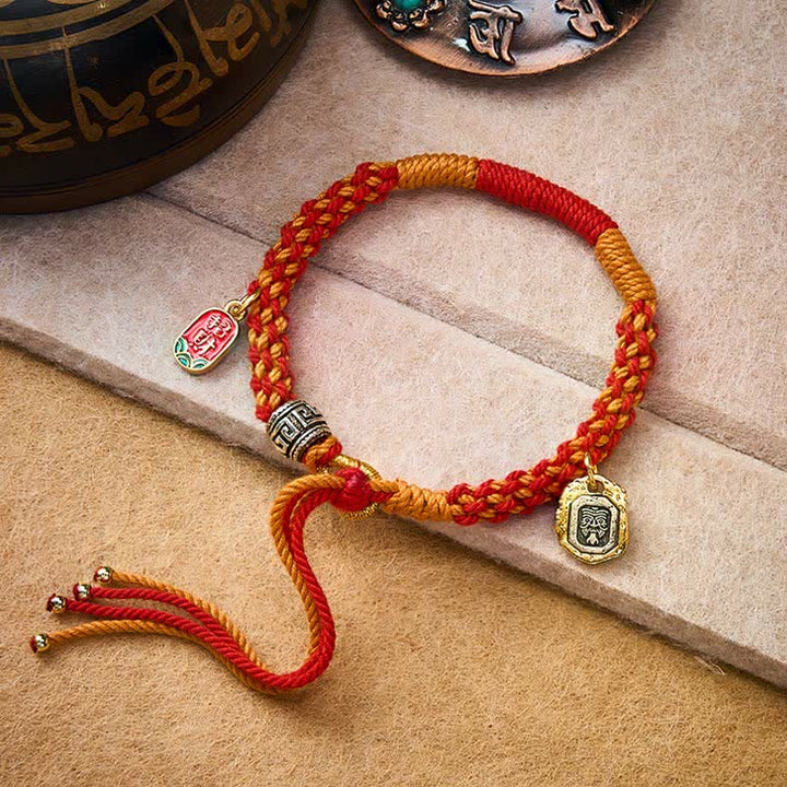 Buddha Stones Tibetan Zakiram Protection Red Orange Multicolor Braided Rope Bracelet - image 2