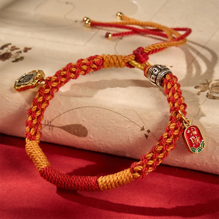 Buddha Stones Tibetan Zakiram Protection Red Orange Multicolor Braided Rope Bracelet - Multicolor(Wrist Circumference: 5.9–6.7 in / 15–17 cm) - image 0