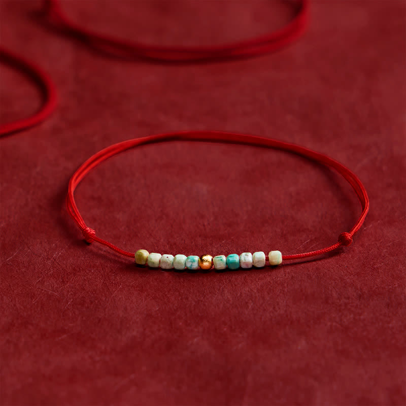 Buddha Stones Hand-Woven Ultra-fine Turquoise Beads Luck Rope Bracelet - image 1