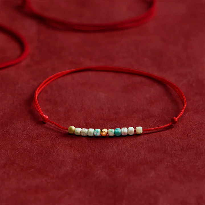 Buddha Stones Hand-Woven Ultra-fine Turquoise Beads Luck Rope Bracelet - image 1