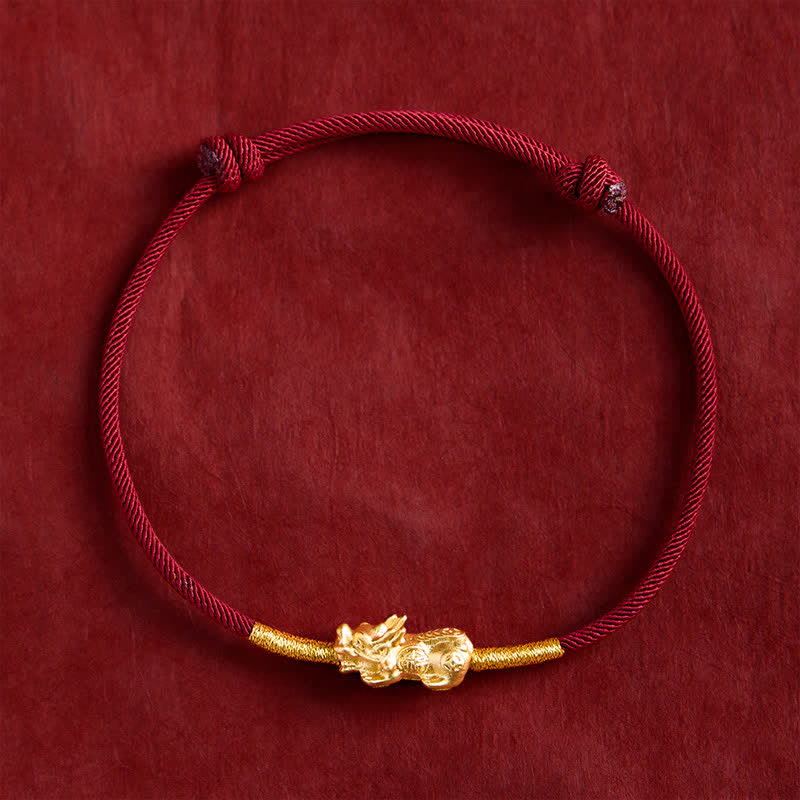 Buddha Stones Handmade Red String PiXiu Luck Bracelet - image 1