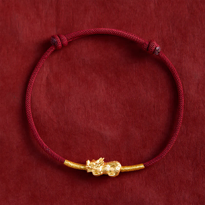 Buddha Stones Handmade Red String PiXiu Luck Bracelet - image 1