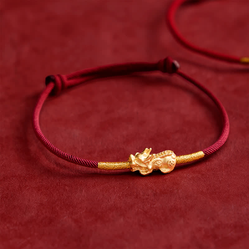 Buddha Stones Handmade Red String PiXiu Luck Bracelet - Dark Red(Wrist Circumference: 5.9–7.5 in / 15–19 cm) - image 0