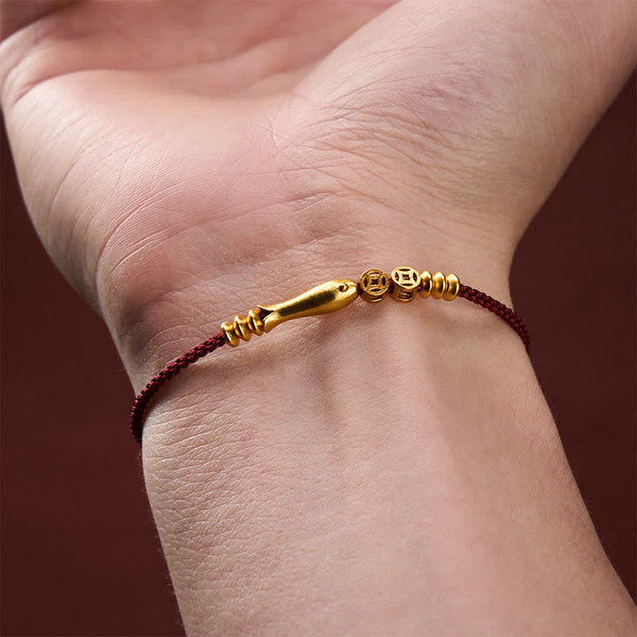Buddha Stones Hand-Woven Red String Koi Fish Copper Coin Success Bracelet - image 7