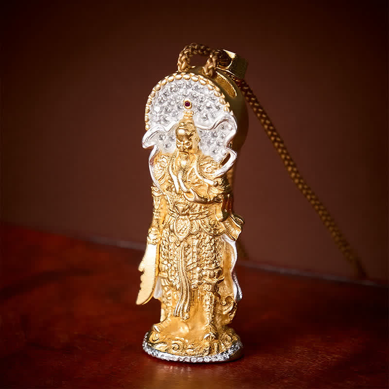Buddha Stones Copper Lord Guan Grounding Protection Relief Pendant Necklace - image 1