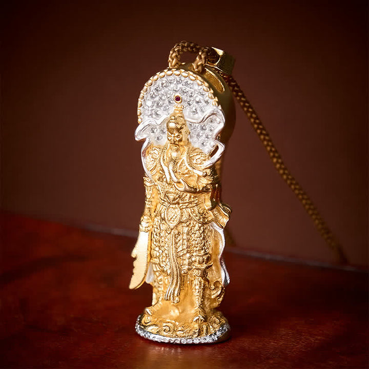 Buddha Stones Copper Lord Guan Grounding Protection Relief Pendant Necklace - image 1
