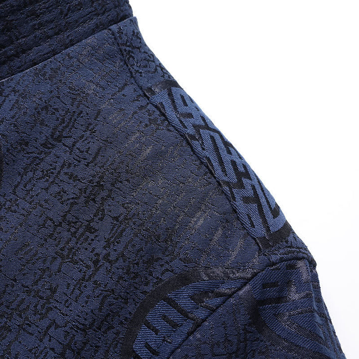 Buddha Stones Fall Winter Vintage Tang Style Frog Button Geometric Men's Jackets With Pocket - image 4