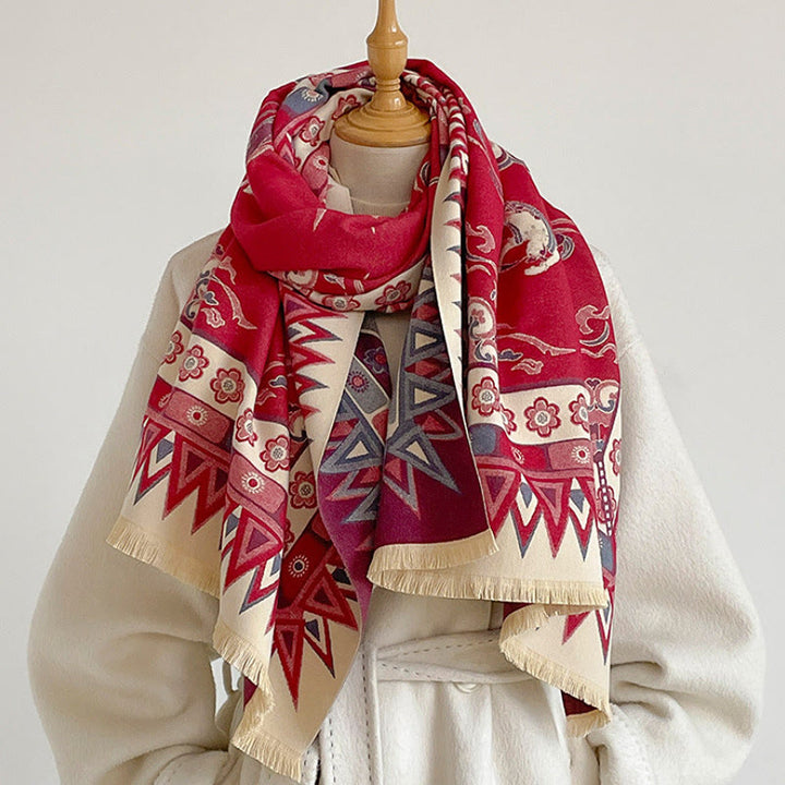 Buddha Stones Spring Fall Mandala Geometric Border Print Tassel Boho Shawl - image 8