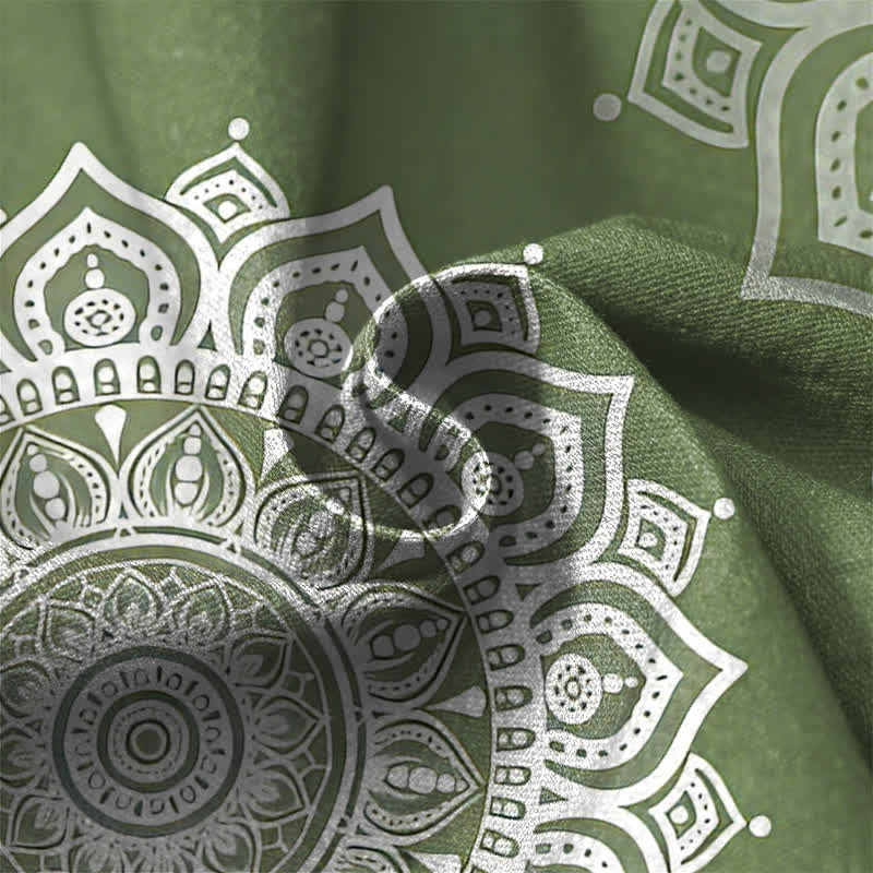 Buddha Stones Pure Cotton Bohemian White Mandala Pattern Frog Button Women's Elastic Waist Harem Pants With Pockets - image 4