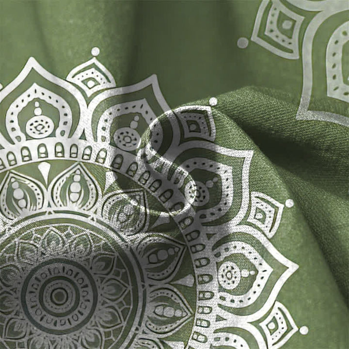 Buddha Stones Pure Cotton Bohemian White Mandala Pattern Frog Button Women's Elastic Waist Harem Pants With Pockets - image 4