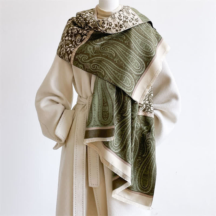 Buddha Stones Spring Fall Paisley Floral Vines Reversible Pattern Shawl - image 2