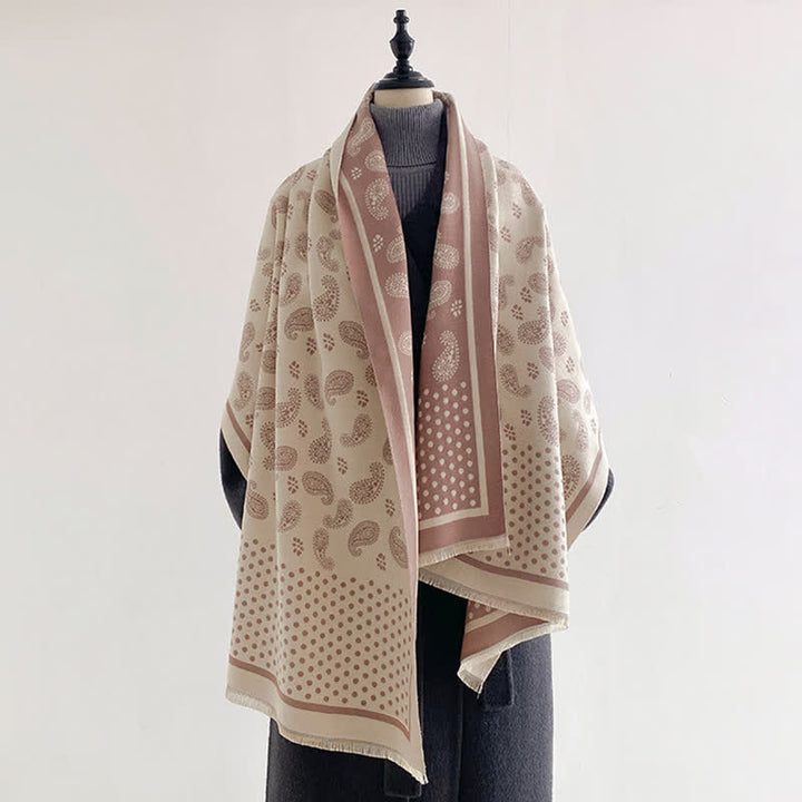 Buddha Stones Spring Fall Vintage Paisley Polka Dot Pattern Shawl - image 5