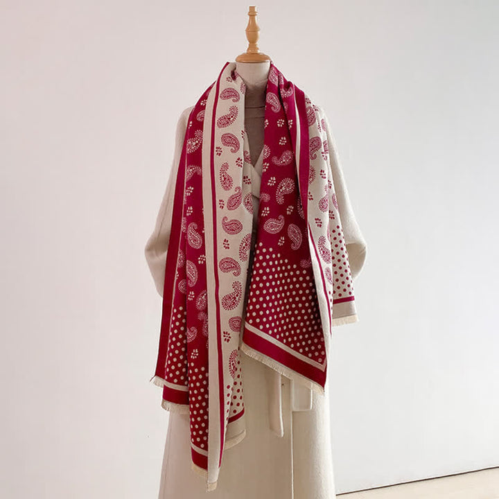Buddha Stones Spring Fall Vintage Paisley Polka Dot Pattern Shawl - image 9