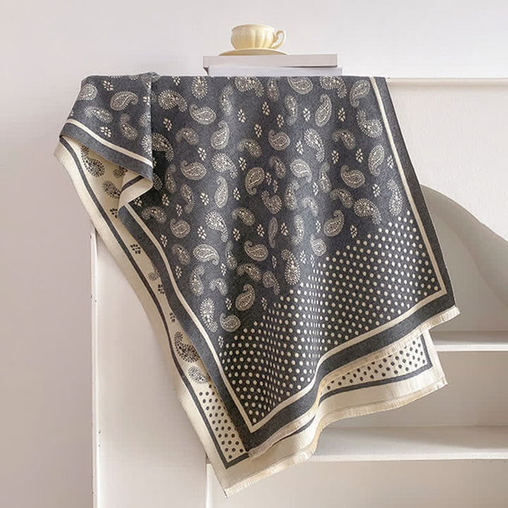 Buddha Stones Spring Fall Vintage Paisley Polka Dot Pattern Shawl - DimGray - 185*65CM - image 6