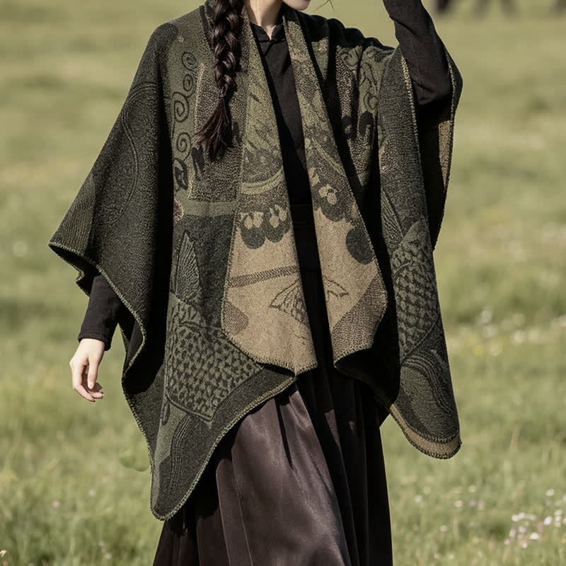 Buddha Stones Fall Winter Koi Fish Clouds Oriental Draped Soft Shawl - image 6