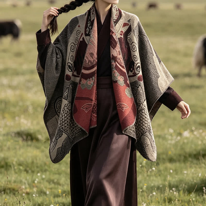 Buddha Stones Fall Winter Koi Fish Clouds Oriental Draped Soft Shawl - image 19