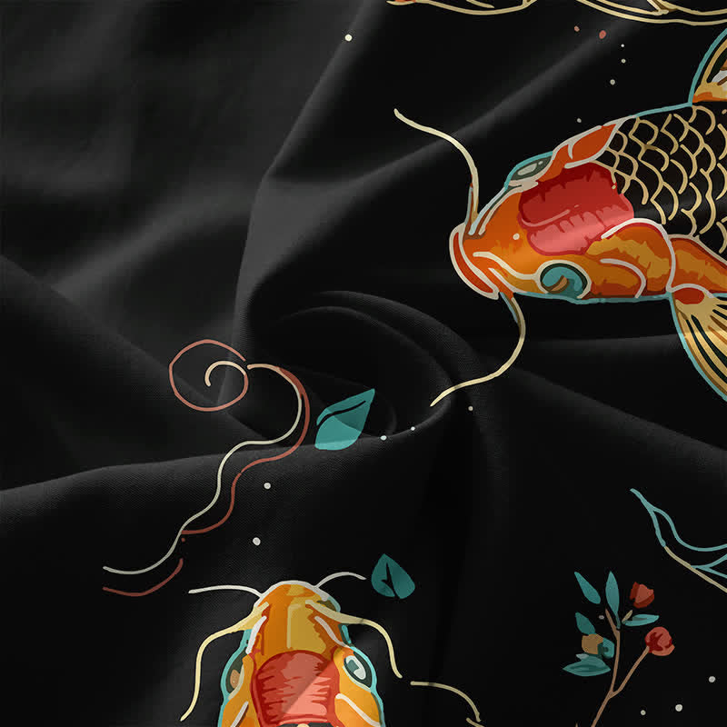 Buddha Stones Summer Casual Koi Fish Floral Wave Pattern Women's Summer Sleeveless Midi Dress With Pockets - image 3