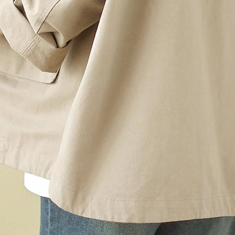 Buddha Stones Fall Casual Minimalist Drawstring Solid Women's Jacket With Pocket - image 7