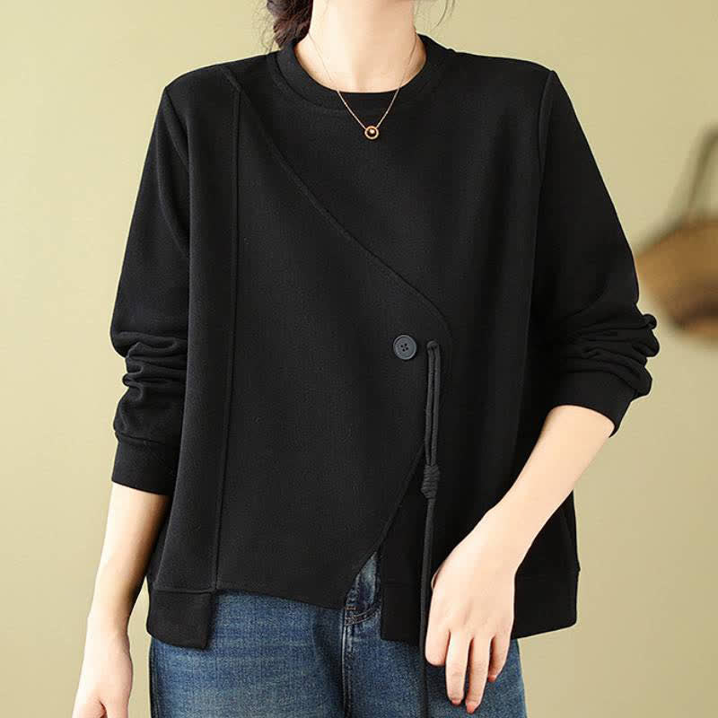 Buddha Stones Fall Winter Minimalist Crew Neck Drawstring Solid Women's Knitwear - image 10