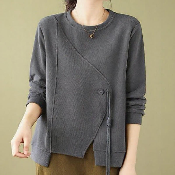 Buddha Stones Fall Winter Minimalist Crew Neck Drawstring Solid Women's Knitwear - image 15