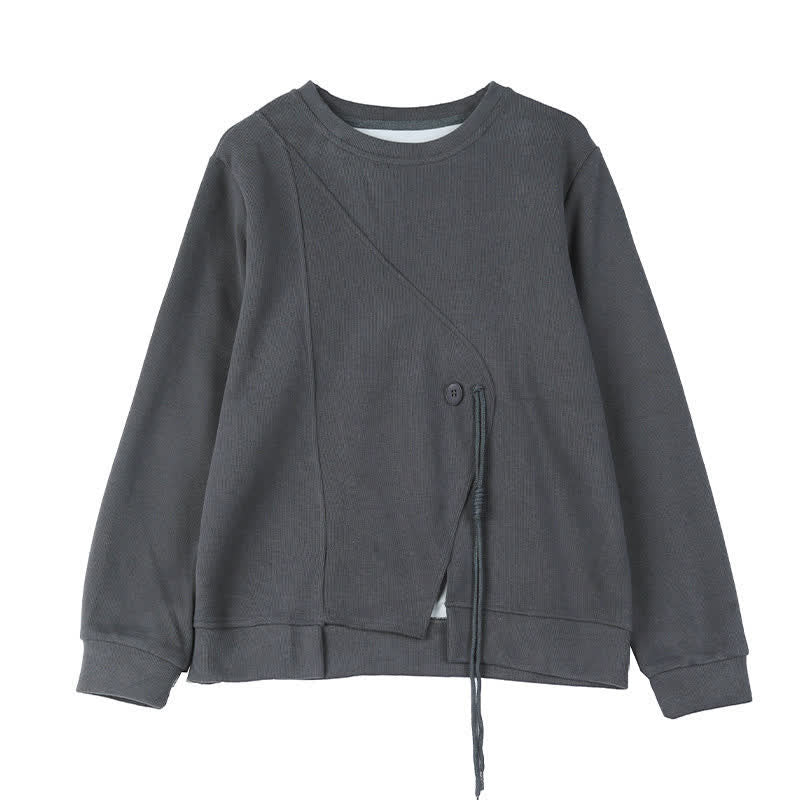 Buddha Stones Fall Winter Minimalist Crew Neck Drawstring Solid Women's Knitwear - image 18