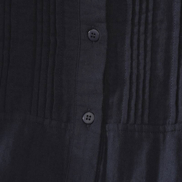 Buddha Stones Fall Vintage Elegant Button-Up Pleats Solid Cotton Women's Long Sleeve Shirts - image 6