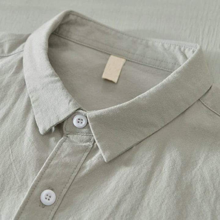 Buddha Stones Spring Casual Minimalist Button-Up Solid Cotton Men's Long Sleeve Shirts - image 17