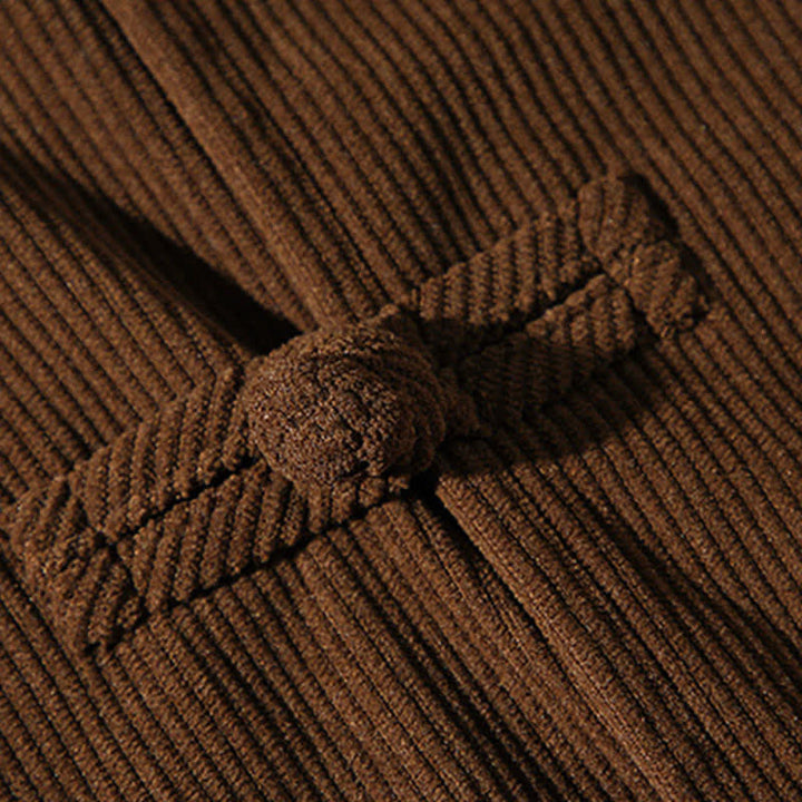 Buddha Stones Fall Winter Casual Tang Style Frog Button Solid Cotton Men's Jacket - image 12