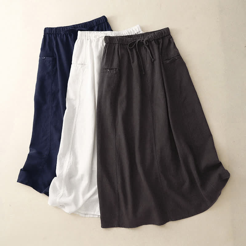 Buddha Stones Drawstring A-line Elastic Waist Women's Skirt - image 18