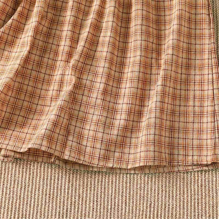 Buddha Stones Summer Casual Vintage Plaid Women's Three-Quarter Sleeve Dress With Pocket - image 11